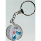 Keyring - domed bluebirds with 'a friend loves at all times'
